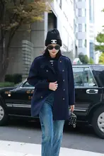 羊毛素材のネイビーカラーコート【軽やかでおしゃれ・ミリタリーデザイン】