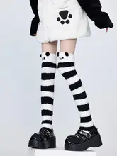 可愛いパンダデザインのロング珊瑚フリース靴下【暖かさ抜群・ご家庭用】