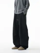 深灰色の加厚スウェットパンツ【冬用・フィット・カジュアルスタイル】