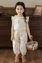 小花柄の蚊除けパンツ【夏用・子供用・軽やかで通気性良好・フィット】