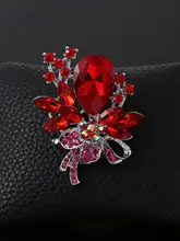 ルビー花デザインブローチ【高級感ある中国宮廷スタイル・スーツアクセサリー】