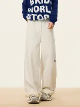 アメリカンヴィンテージダイス刺繍のフリース裏地付きカジュアルパンツ【冬用・ゆったりデザイン・保温性】