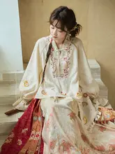 立体刺繍ベスト付きシャツとプリーツスカートの改良漢服【カジュアル・リーズナブルなデザイン】（セットアップ対応）