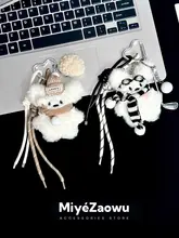 バッグチャーム キーホルダー 子犬 マスコット スカーフ 帽子 かわいい ペア