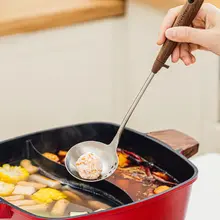 SHUEHO 食品グレードのなめらかな胡桃木とステンレス製のスプーン【多用途・家庭用・鍋用】