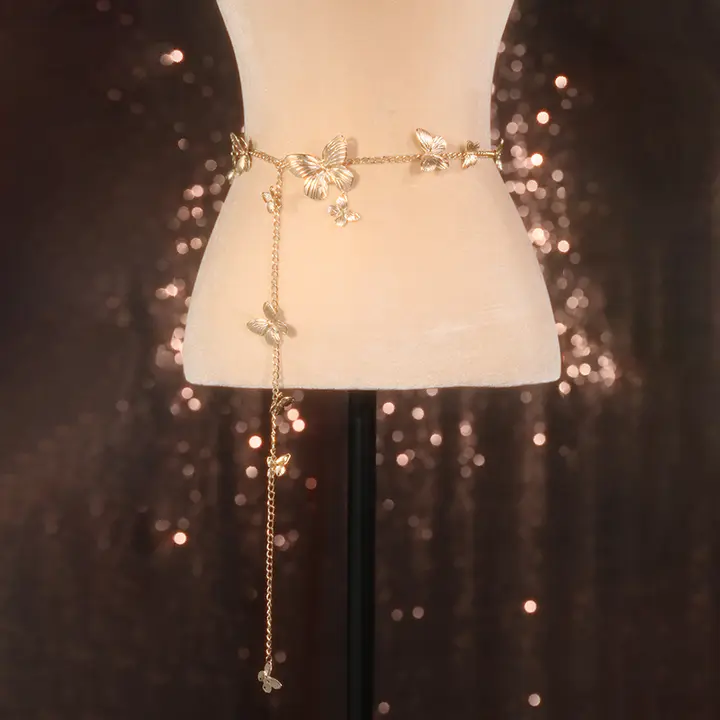 Muses Earth 蝶モチーフのウエストチェーン【ゴールド・春のロマンティックアクセサリー・ドレスに最適】