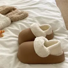 可逆式 防水コットンシューズ レディース 厚底保温 ふわふわスリッパ【冬用・インスタ映え】