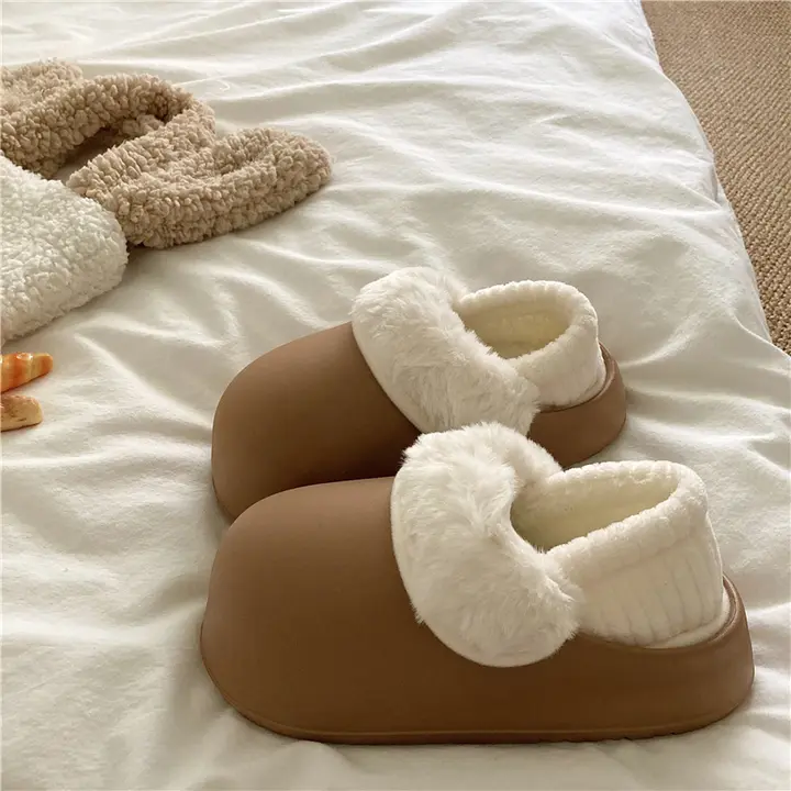 可逆式 防水コットンシューズ レディース 厚底保温 ふわふわスリッパ【冬用・インスタ映え】