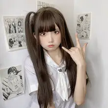 自然な仕上がりのエアリーバングつきロングウィッグ【マットな質感・ストレート・女性用】
