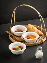 可愛いミニ草帽型調味皿【白色・火鍋用・デザート皿】