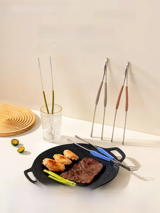 ステンレス製 バーベキュー用トング【滑り止め処理・家庭用・焼肉・ステーキ用】