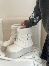 白色 厚底雪地靴【加厚保温・極上の柔らかさ・女性用】