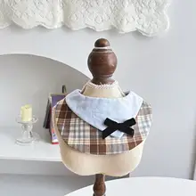 ペット用チェック柄エプロン【犬猫兼用・純綿・お手入れ簡単】