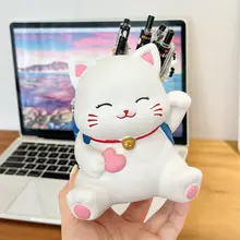 招き猫 ペン立て 卓上収納 コスメ収納 文房具収納 チャイナテイスト かわいい おしゃれ オフィス 学生 置物 インテリア