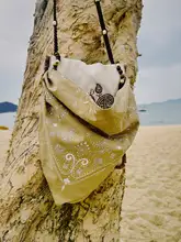 手作りビーズ装飾のカシューナッツ花刺繍ショルダーバッグ