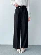 高腰ストレートワイドパンツ【エレガント・オフィス・通勤用】