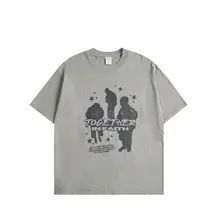 ビンテージ風水洗い加工プリントTシャツ【ユニセックス・ショートスリーブ】