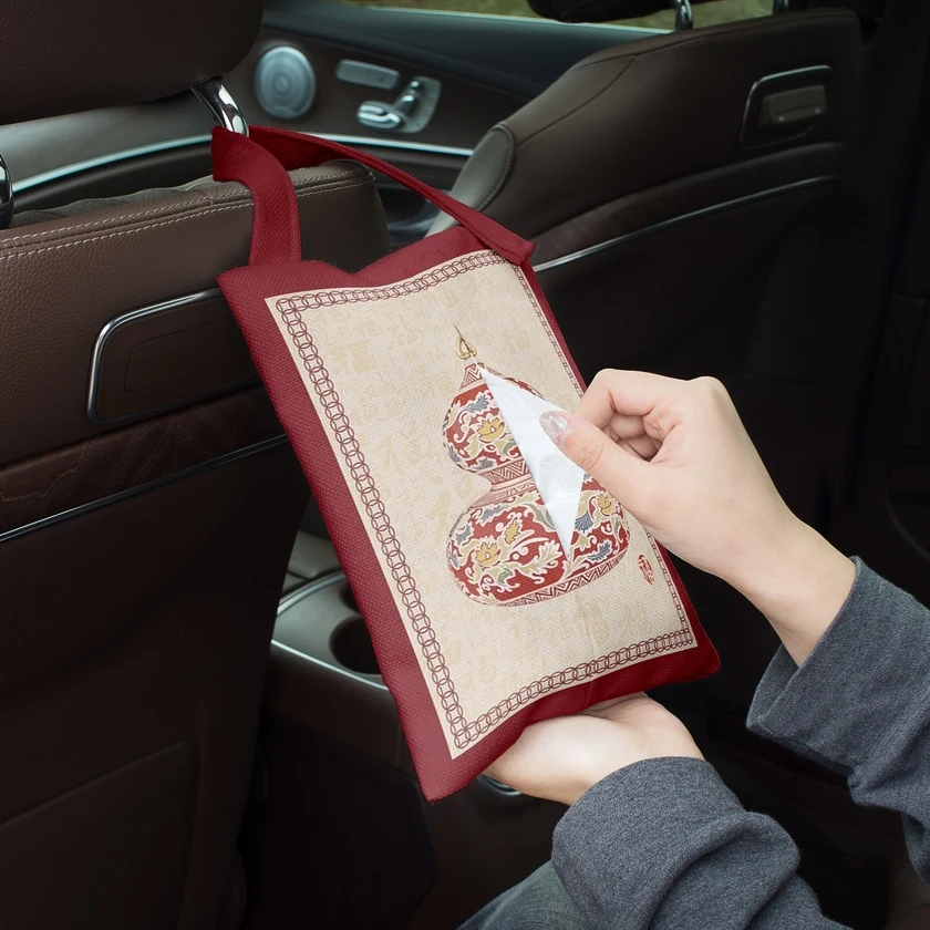 中国風の福字デザイン 車載ティッシュボックスで車内のニオイを効果的に管理する方法