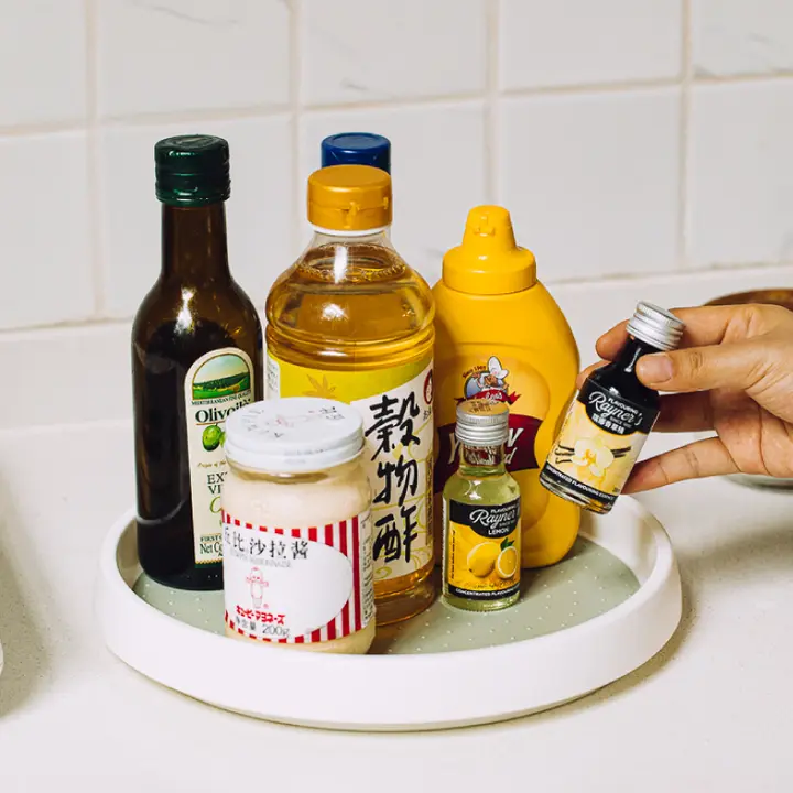 SHUEHO 回転式 調味料 収納ラック キッチン 床置き スパイス 収納ボックス 家庭用