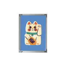 インテリアポスター 招き猫 千万両 バウハウス ブルー 合金フレーム 「WGallery」
