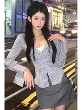 美式スタイルのウエストフィット長袖シャツ【春秋用・独特で魅力的】