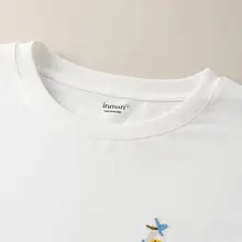 コットン製 シンプルデザインのゆったり長袖Tシャツ【刺繍デザイン・カジュアル・秋冬用】