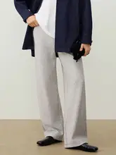 秋用コットンパンツ【グレー・スラウチストレート・ウエストゴム】