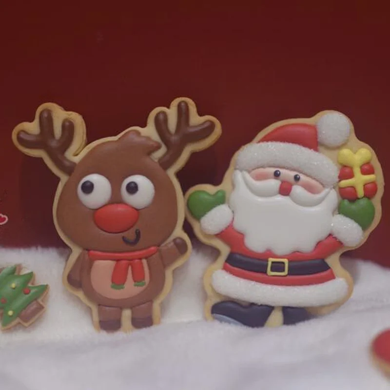 クリスマス用サンタクロースとトナカイ クッキー型：デコレーション動画付きで簡単なホームデコレーションを実現