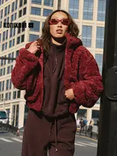 KoniKoni 極上の柔らかさのフード付き厚手ジャケット【レディース・保温・ゆったりデザイン】