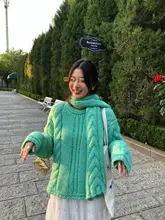 秋冬用ニットセーター【感・緑・ゆったりしたデザイン】（セットアップ対応）