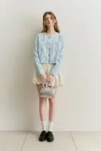 通勤用 ツイード風 ジャケット【花柄ボタン・ショート丈・春用】