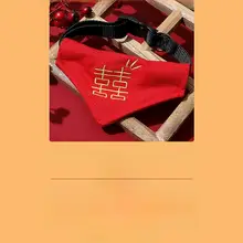 ペット用 調整可能な三角巾【刺繍入り・赤・お祝いメッセージ付き】