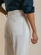 泡泡シャー素材の男性用パンツ【夏用・ゆったりフィット・イタリアンスタイル・長丈】