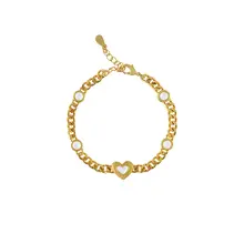 貝母ハートブレスレット【レディース・モダン・ヴィンテージスタイル】（セットアップ対応）