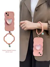 四葉クローバー付きiphone用手帳型ケース【グラデーションハート・ホルダー付き・女性向け】