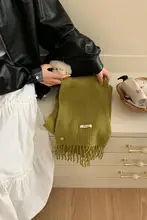 羊毛無地ニットスカーフ【秋冬用・防寒・ショール】