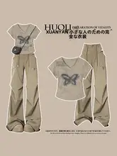アメリカンビンテージデザインのショートスリーブTシャツ【カジュアル・肩当て付き・夏用】【セットアップ対応】
