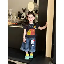 女の子用カートゥーン短袖Tシャツ【夏用・韓国風・プリントデザイン】
