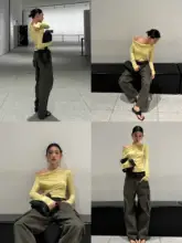 AHNKANK ワイドレッグカーゴパンツ【アメリカンビンテージ・ウォッシュ加工・立体ポケット・ルーズフィット】