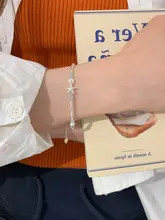 純銀製 アクアマリン 海星とパールのブレスレット【夏用・重ねづけ対応】