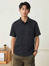 レディース 半袖デニムシ  ャツ【リネンブレンド・防褪色・ゆったりフィット】
