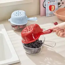水切りバスケット【果物用・ハンドル付き・二重層・キッチン用】