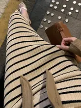 ストライプニットキャミソールワンピース【セクシーなタイトロングスカート・ビーチリゾート用】
