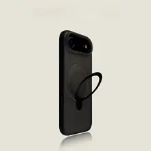 iPhone用ブラックスキン感触スマホケース【スタンド機能・マット質感・シンプルデザイン・大孔】