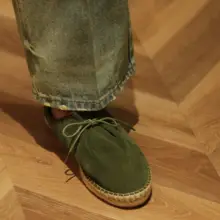 ZEYIMAKE メンズ夏用本革厚底エスパドリーユ【スリッポン・スエード・カジュアル】