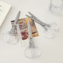 透明デザインの裁断用ハサミ【オフィス・学用品・家庭用・キャップ付き】