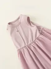 夏用 女の子向け シンプルなノースリーブワンピース【エレガントＡライン・ミディ丈・軽やかな生地】