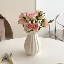 白色 瓷製 フラワーベース【フレンチスタイル・モダン・シンプルデザイン】