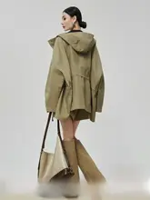 フード付きワークコート【レディース・ハイウエストのショートパンツ・カジュアルスタイル】（セットアップ対応）