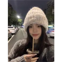 秋冬用カラフルなニット帽【大きめサイズ・かわいいデザイン・フェイスラインスッキリ】